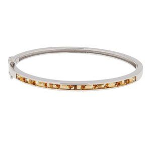 Colleen Lopez Sterling Silver Citrine Bangle Bracelet 7-1/2"